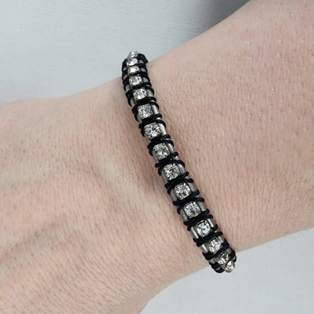 Fossil Black &Silver Rhinestone Bracelet